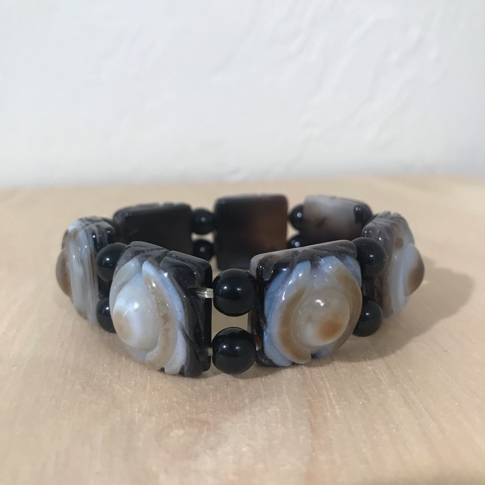 Carved Eye Gemstone Meditation Bracelet
